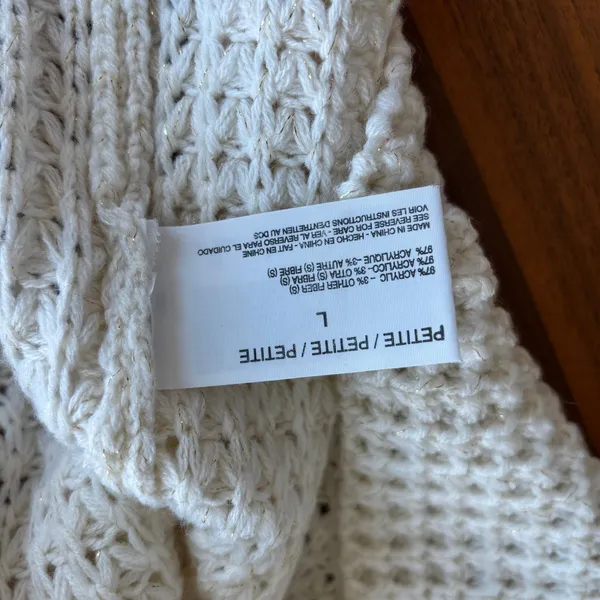 Nine West Vintage America Cream Waffle Knit Cowl Neck‎ Sweater Petite Large - Image 10