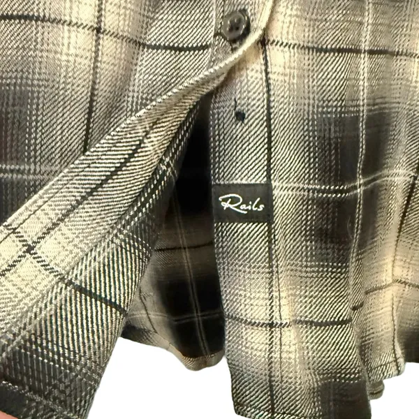 Rails Black White Plaid Button Down Long Sleeve Bianca Soft Shirt Dress size M - Image 10