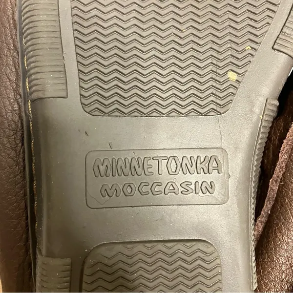 Minnetonka brown soft pebbled leather‎ moccasins indoor outdoor slippers size 8 - Image 8