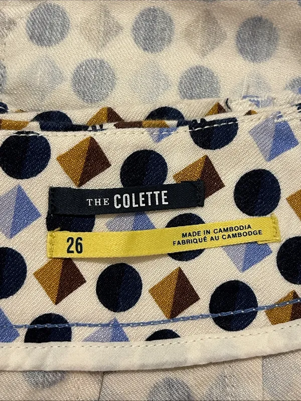Anthropologie Maeve The Colette Shorts Blue Geometric Print High Waist Size 26 - Image 11