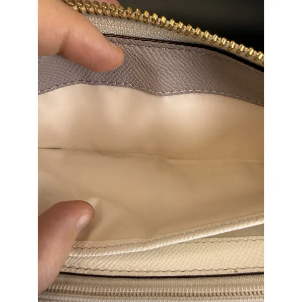 EUC COACH Bicolor Accordion Zip Around Long Wallet Genuine Leather Taupe/Ivory - Image 11