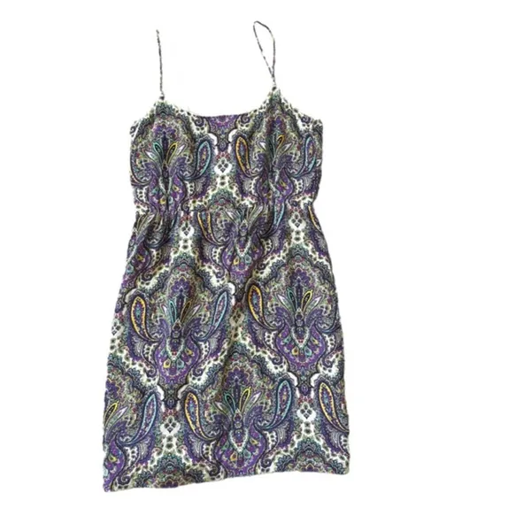 J.Crew 100% silk paisley print slip dress purple multi Coquette Fairy SIZE 2 - Image 4