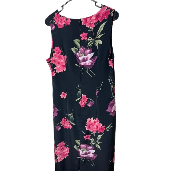 Vintage Sag Harbor 90s Black Floral Pattern‎ Sleeveless Maxi Dress 12 - Image 8