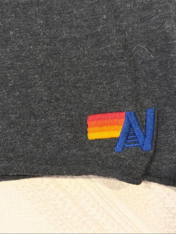 Aviator Nation Charcoal Gray AV Logo Tee Women’s XS Blue Rainbow Graphic T-Shirt - Image 3