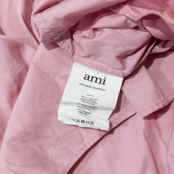 Ami Cotton Poplin Collared Long Sleeve Button Down Blouse Shirt Pink Small - Image 3