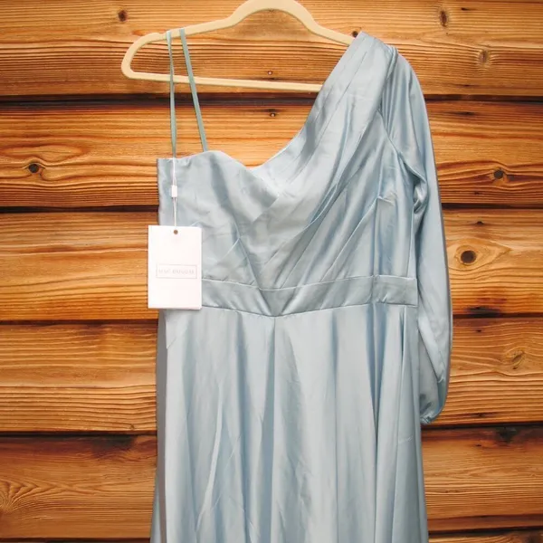 NWT Mac Duggal 49141 French Blue One Shoulder Flowy Gown Dress Size 6 - Image 13