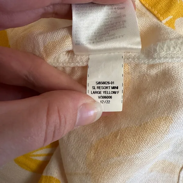 Old Navy Yellow Floral Linen Blend Mini Dress‎ L Adjustable Straps Sundress - Image 10