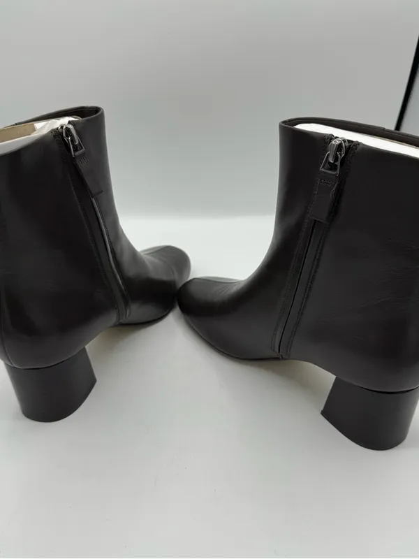Everlane The Day Boot Dark Brown Leather sz 8 Side Zip Ankle‎ Bootie Square Toe - Image 4