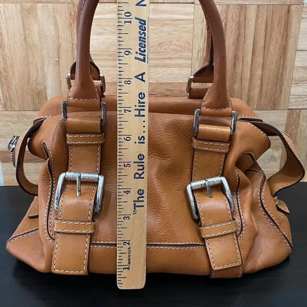 MICHAEL Michael Kors Brookville Update Cognac Brown Leather Medium Bowling Bag - Image 8