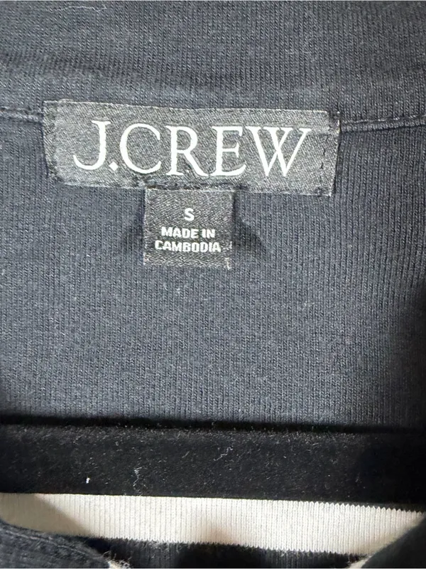 J. Crew Black White Striped Cotton Polo Top - Image 3