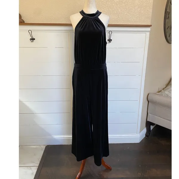A New Day‎ Women's Halter Black Velvet Sleeveless Jumpsuit - M - Image 7