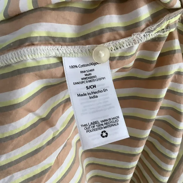 Free Assembly 100% Cotton Button Up Tie Waist Striped Midi Dress S Summer Casual - Image 7