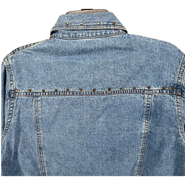 Don't Mess With Texas Jean‎ Jacket Womens XL Blue Denim Studded Western Cowgirl - Image 4