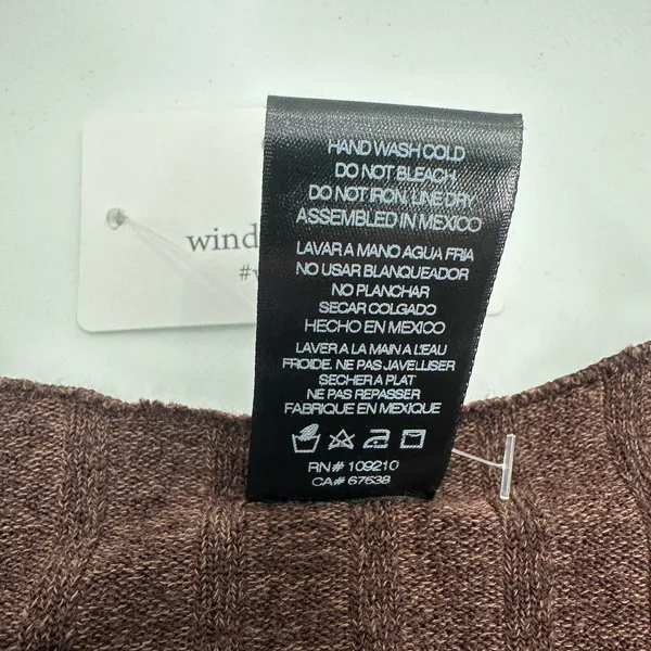 Windsor Dress Juniors XS Brown Rib Knit Casual Chills Long Bell Sleeve Mini Slit - Image 6