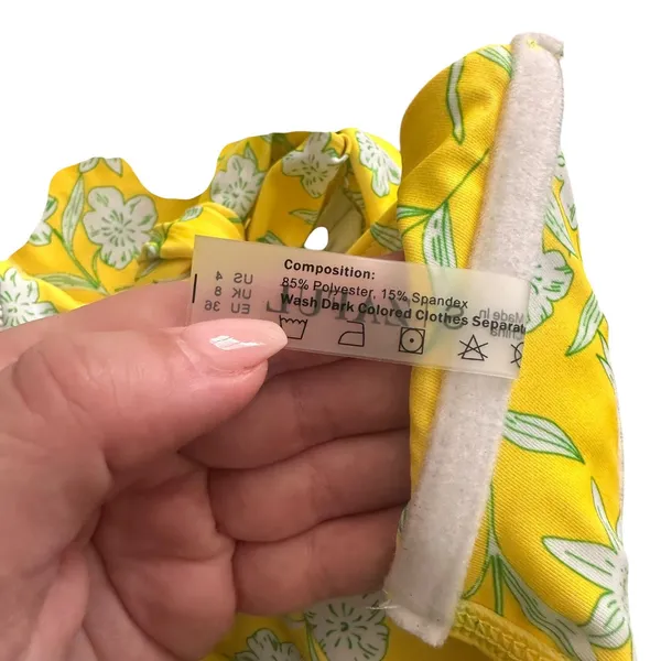 ZAFUL Floral V-Wire High Cut Bikini Yellow NWT Sz 4‎ - Image 5