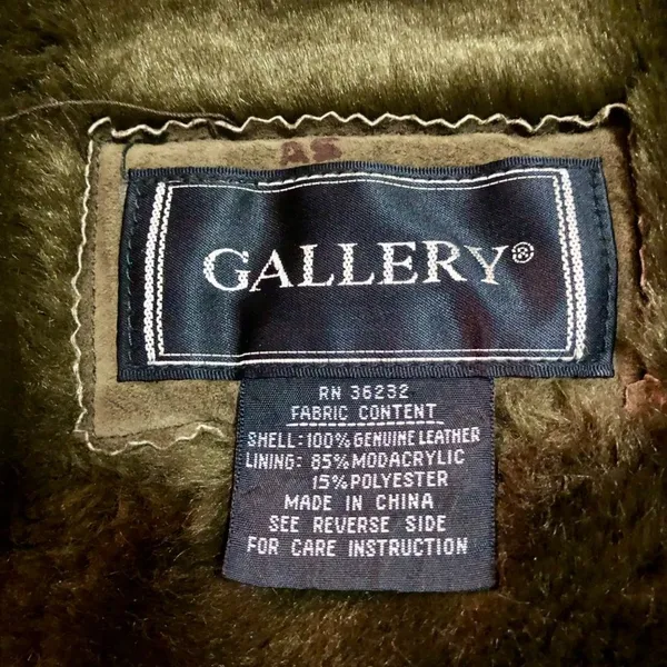 Gallery Leather Coat Womens M Used Brown Faux Fur Lining and Collar - Image 9