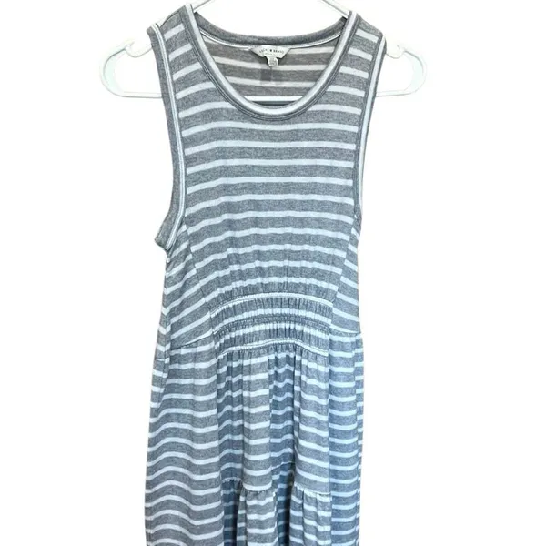 Lucky Brand Ruched Sleeveless Grey & White Stripe Maxi Dress Small #800 - Image 7