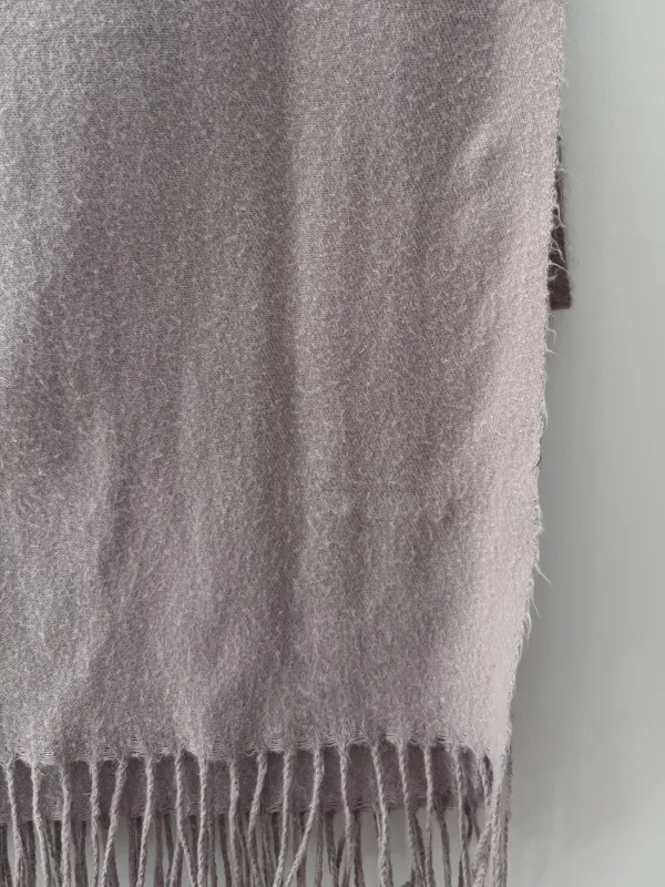 100% Cashmere Scarf with Fringe Taupe Mauve Quiet Luxury Classic Fall Winter OS - Image 6