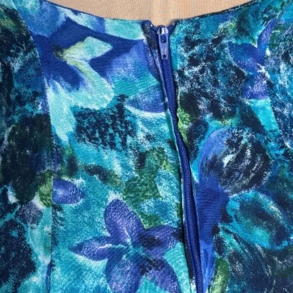 90s‎ All That Jazz Floral Maxi Dress Open Cross Back Blue Green Romantic Fairy - Image 9