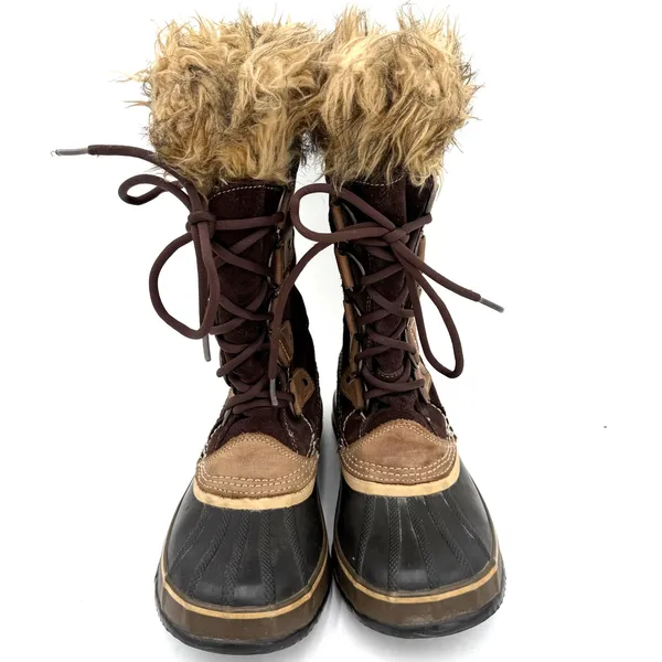 Sorel Women's Joan Of Arctic Brown Leather Tall Fur Winter Snow Boots Size 8 - Image 3