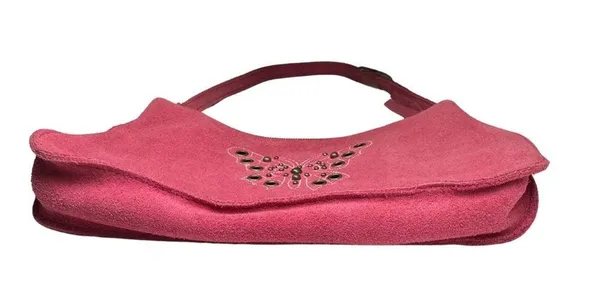 Faded Glory Pink leather side studded small Shoulder Bag with Butterfly Y2K - Image 5