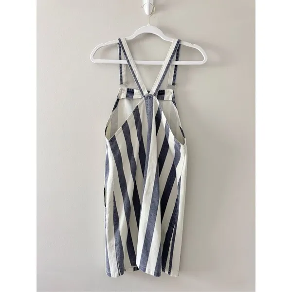 Vince Camuto Blue White Striped Denim Overall Pinafore Dress Size XS Preppy - Image 3