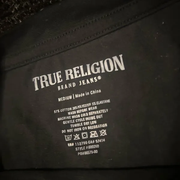 True Religion Black Pink Buddha Graphic Tee Size M - Image 3