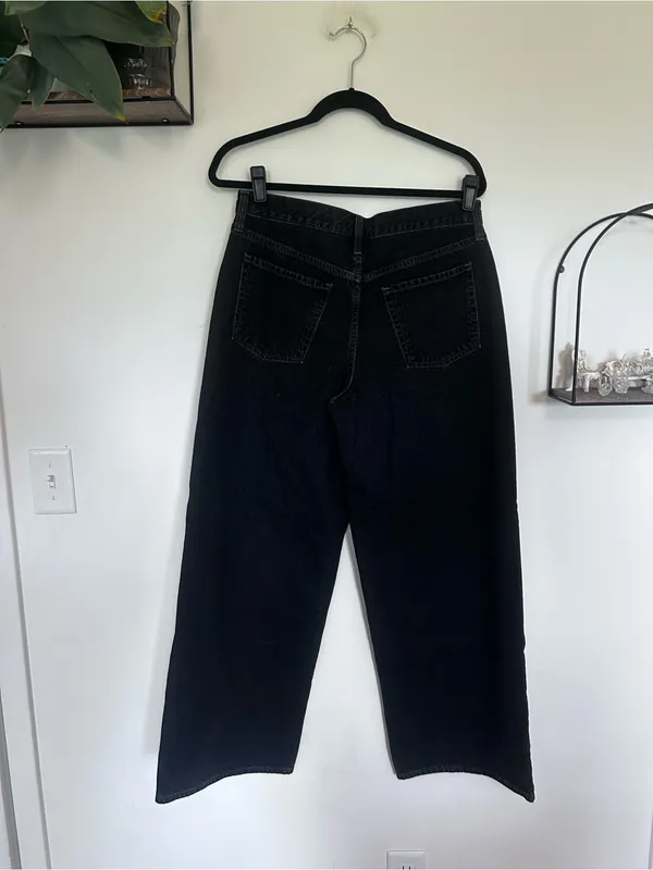 NWT Old Navy Black Wow Mid Rise Baggy Wide‎ Leg Jeans Size 6 - Image 2
