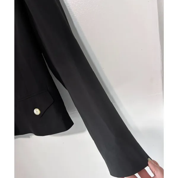 Lauren Ralph Lauren Women’s Sz 14 Black 100% Silk Button Front Blazer Jacket - Image 6