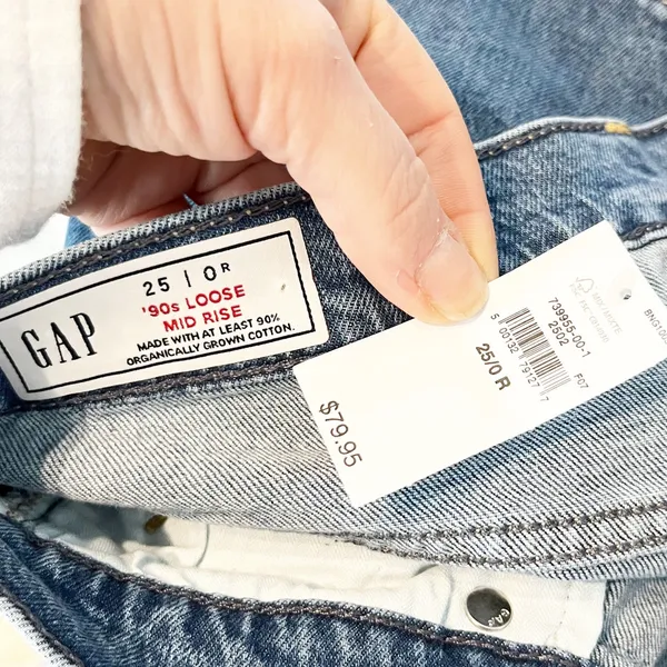 GAP Mid Rise 90s Loose Cuffed Straight Leg Jeans Blue 0 / 25 - Image 3