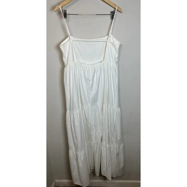 Reformation Parvati Dress Womens Large White Tiered Organic Cotton Maxi Summer - Image 3