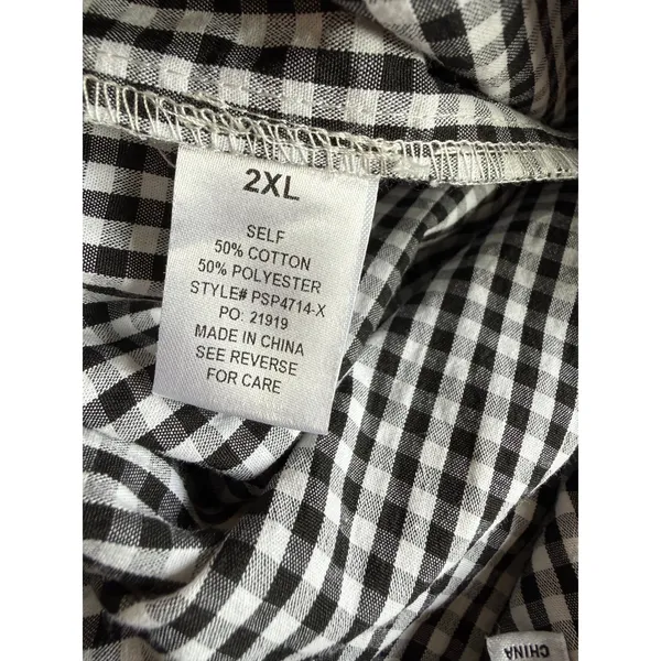 Polagram Womens Gingham Overalls Black White Plaid Bib Jumpsuit 2XL‎ - Image 7