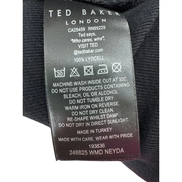 TED BAKER Black Neyda‎ Long Sleeve Cowl Neck Faux Wrap Lyocell Dress 2 TB = 6 US - Image 5