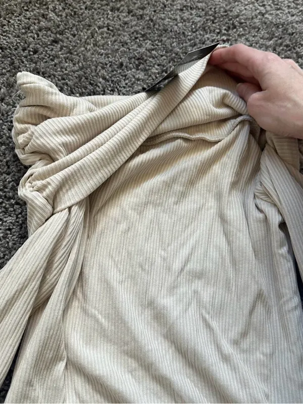 Dolls Kill Off-Shoulder Ribbed Top in Cream - Image 5
