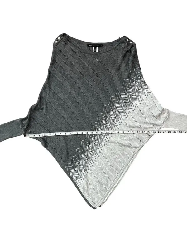 White House Black Market Ombre Metallic Batwing Sleeve Knit Poncho Medium Petite - Image 7