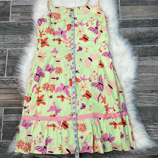 Lilly Pulitzer Vintage White Label Demi Dress Bonjour Palm Green Butterfly Print - Image 8
