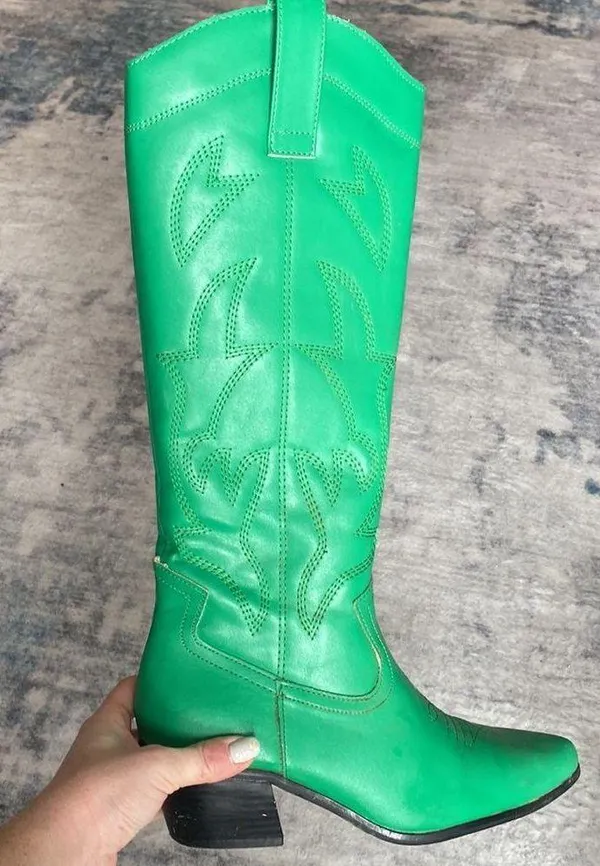 Green Cowboy Boots Size 6 - Image 7