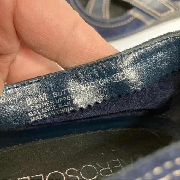 AEROSOLES butterscotch‎ flats navy blue leather size 8.5 - Image 5
