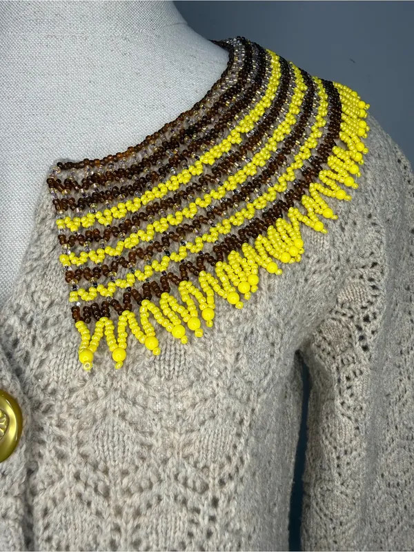 Anthropologie brand SPARROW 100% Lambswool Beaded Collar Cardigan Sweater - Image 4