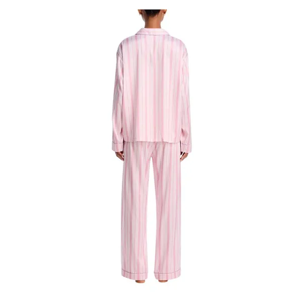 NEW Aqua x Wicked Womens Striped Long Sleeve Pajama Shirt 12958 Pink S - Image 7