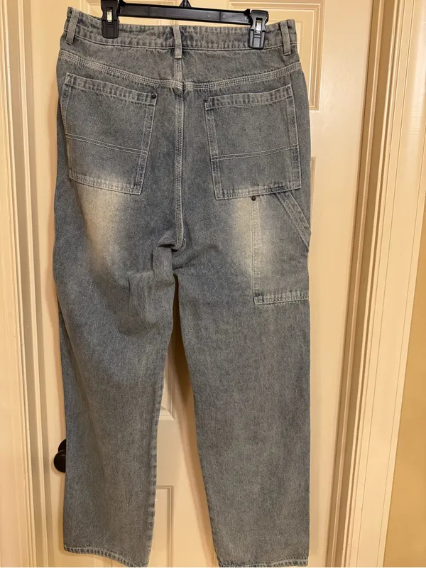 High-Rise Women's Washed Blue Carpenter Jeans - Image 4