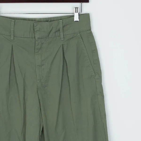 Zara Womens Pleated High Waisted Straight‎ Leg Pants Size S Green Grunge Preppy - Image 2