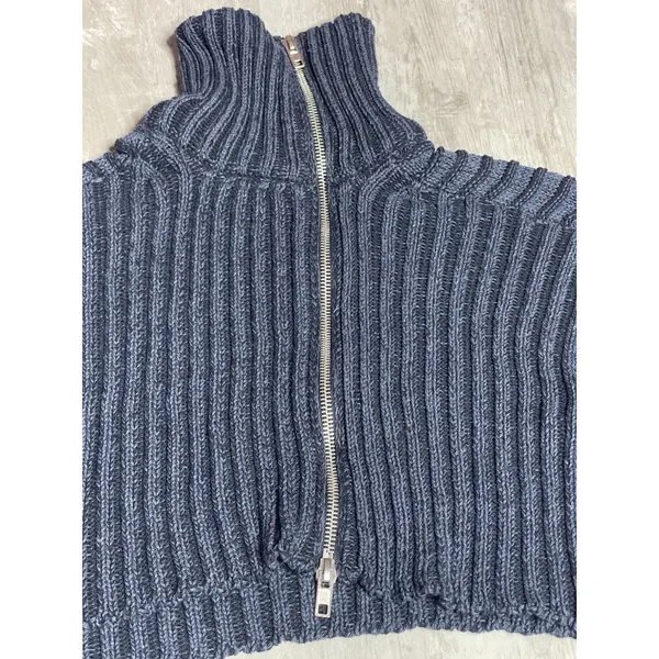BDG Urban Outfitters XS Zip‎ up Slouchy Sweater Blue Cropped E0122 - Image 3