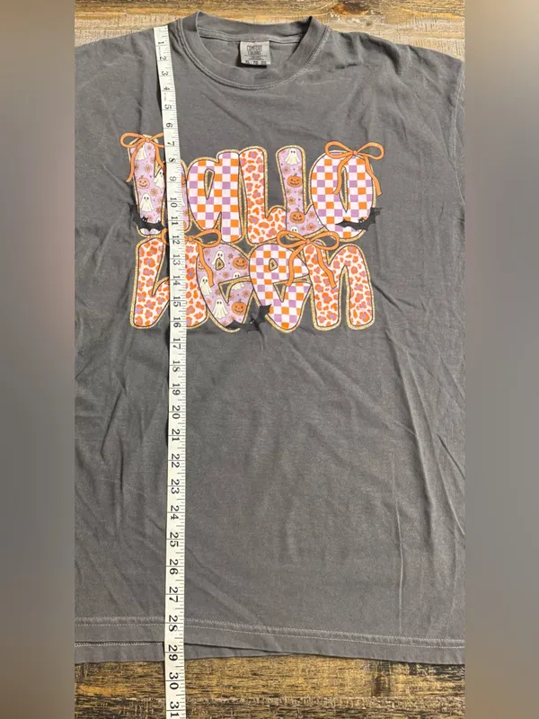 Comfort Colors Pepper Halloween Graphic Tee with Orange & Purple Accents - Image 6