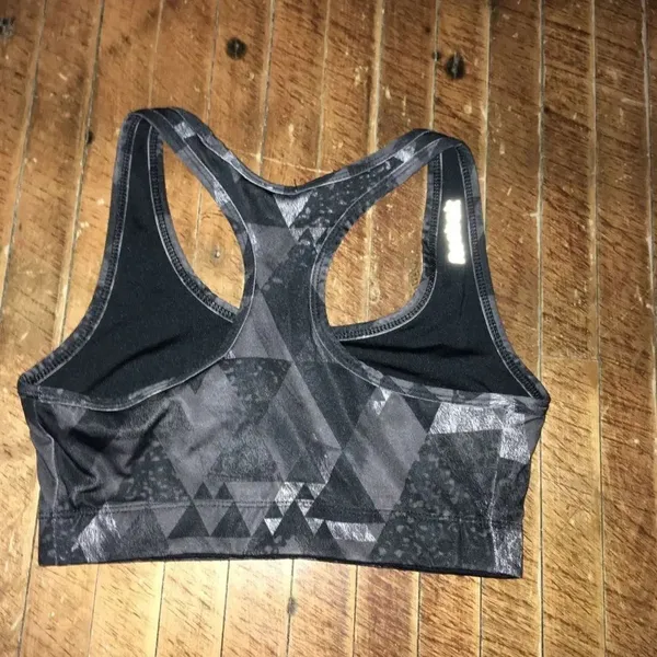 Gray Reebok geometric Athleisure workout yoga sports bra - Image 2