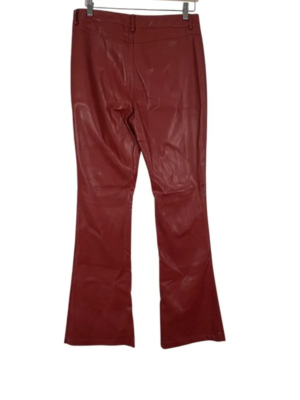 Motel Rocks Faux Leather High Waist Flare Leg Pants Size Large - Image 3