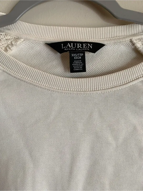 Lauren Ralph Lauren Black Label Ivory Cable Detail Sweatshirt Top Sweater Cotton - Image 2