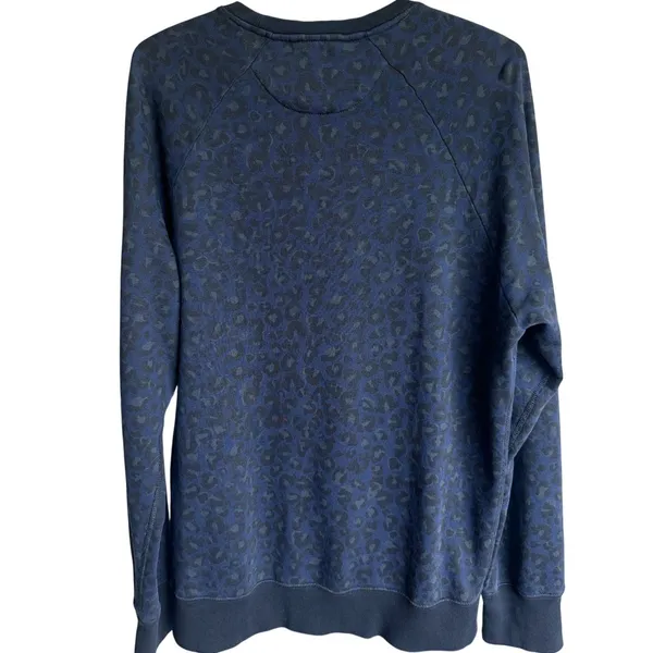 True Religion Navy Leopard Graphic Print Logo Crewneck‎ Sweatshirt L Pima Cotton - Image 3