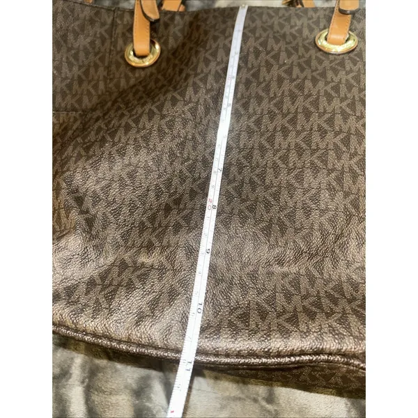 Michael Kors‎ Jet Set Travel Large Mk Signature Logo Tote Handbag Brown 30S11T4B - Image 13