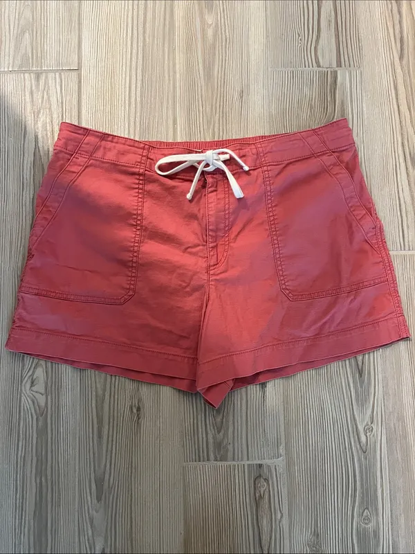 LOFT Cotton Cargo Utility Drawstring Shorts (Sz 14) Clay Salmon Coral - Image 2